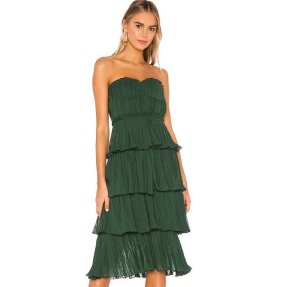 Lovers + Friends Alex Midi Dress in Emerald Green NWOT Size Small - Picture 1 of 3
